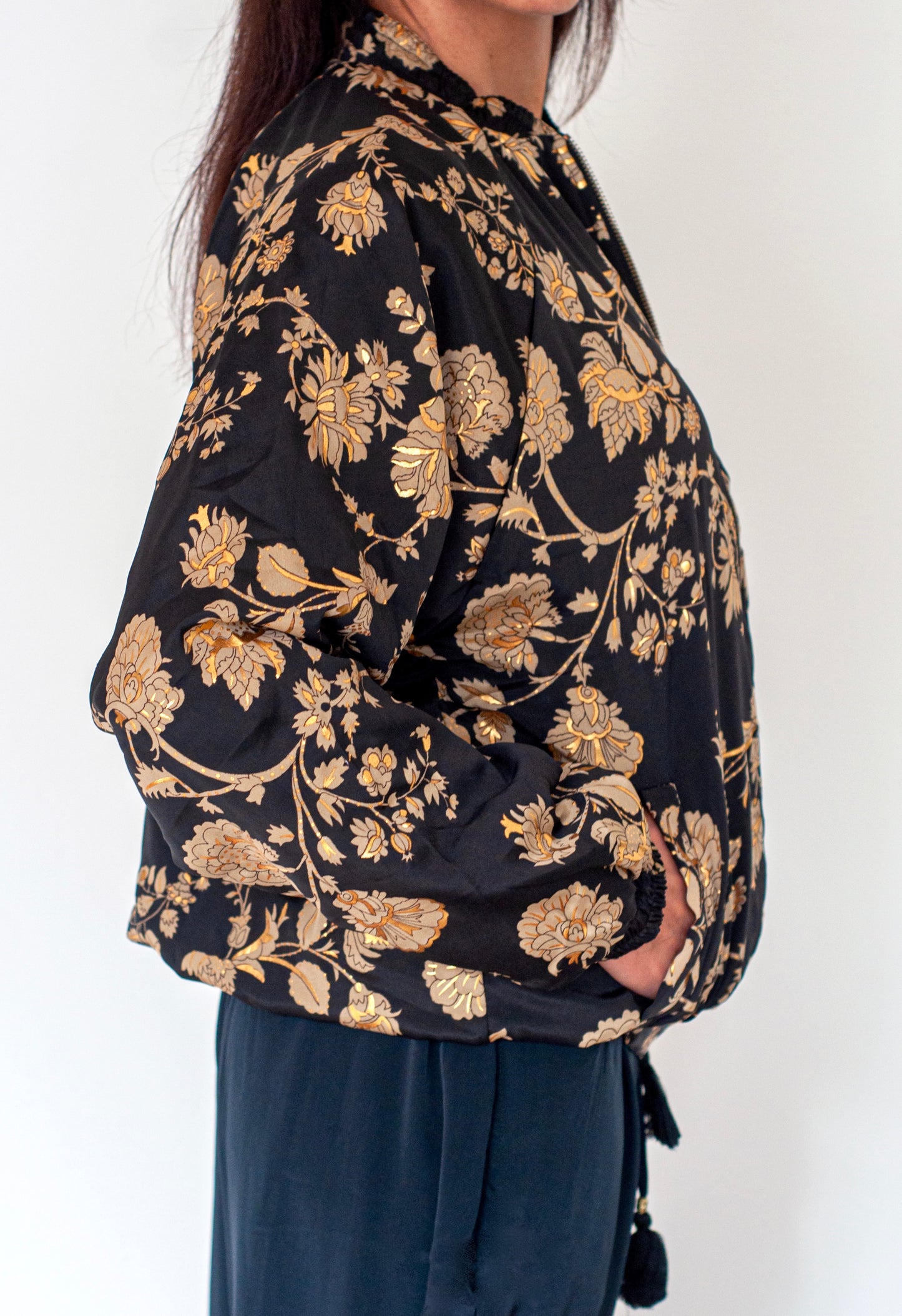 Elvira - Bomber Jacket Golden Flowers