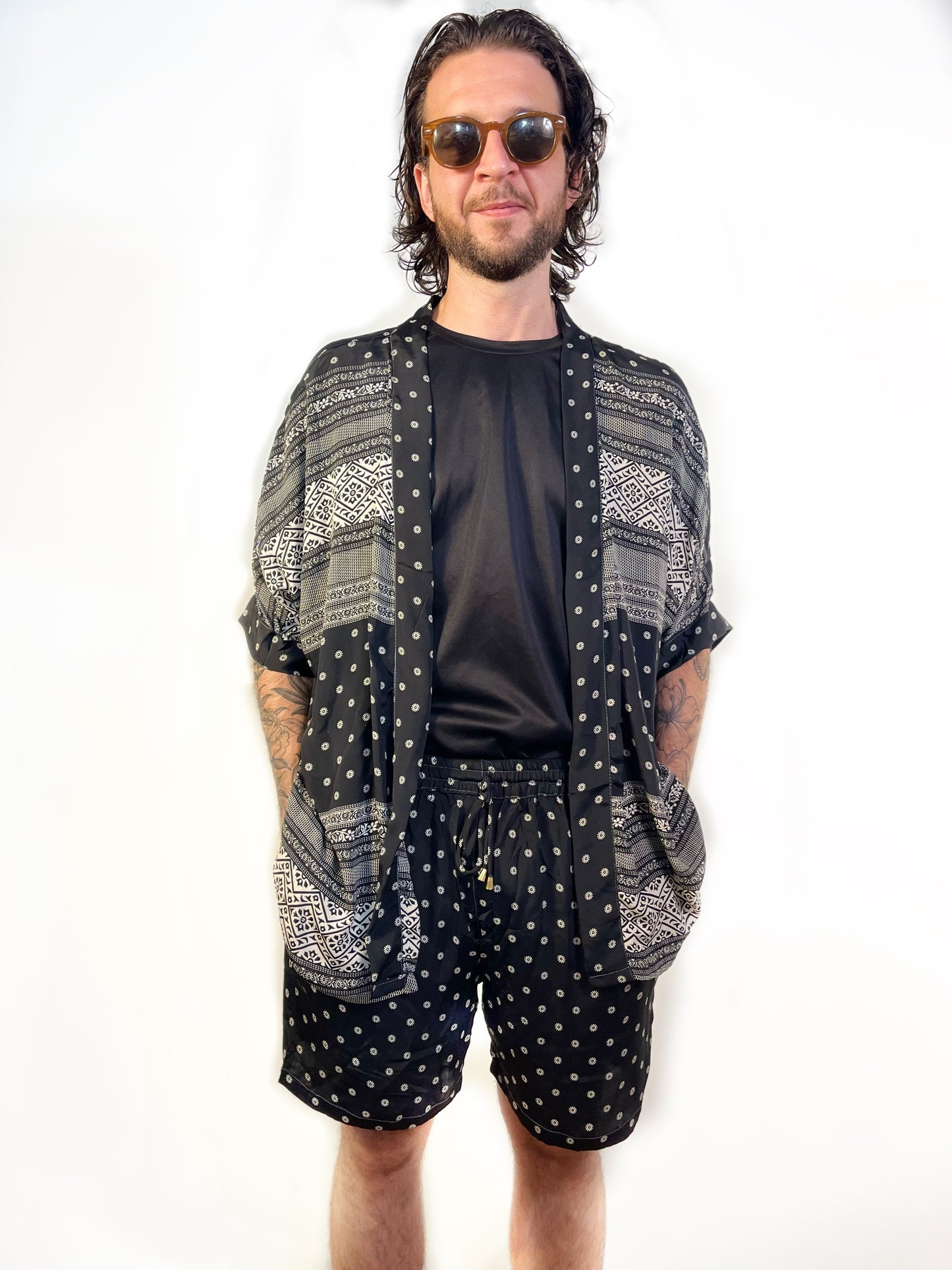 Conjunto Osaka Negro - Camisa + Kimono Corto N.º 201 